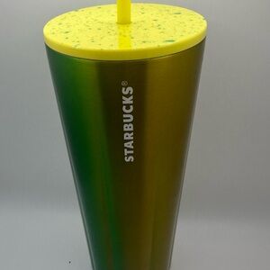 Starbucks Yellow and Green Gradient Tumbler 24 oz Stainless Steel Venti